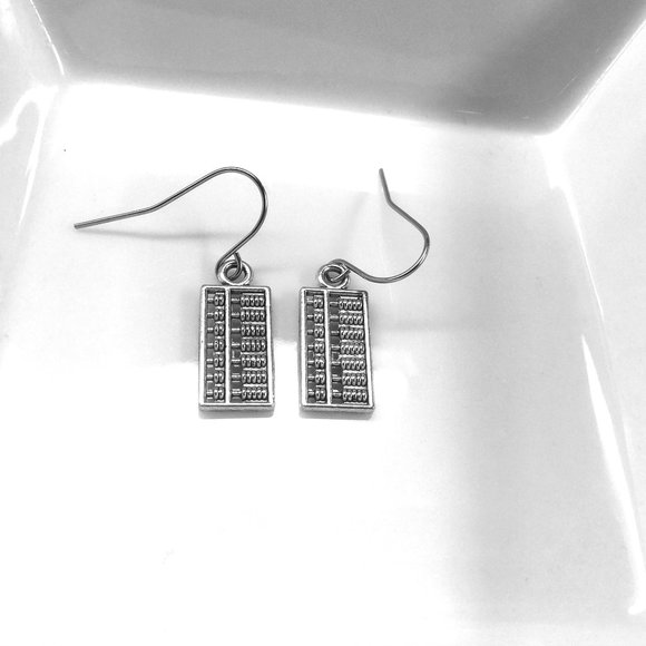 Miniature Abacus Learning Math Lovers School Gift Charm Earrings - Picture 2 of 3